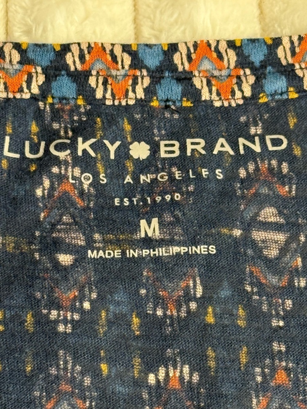 LUCKY BRAND Med Boho Tribal Lightweight Panel Print Short Sleeve Top - Picture 6 of 10